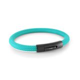 Italgem SBR17 Men's Black IP Matte Clasp Teal Tire Rubber Bracelet, Size: 7.5"