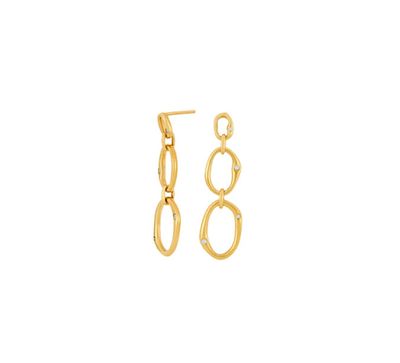 Joanli Nor 30454245900 NYTTE Gold-Plated White-CZ 3-Loop Drop Earrings
