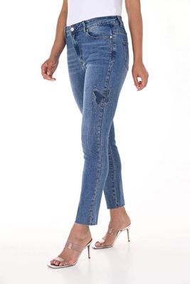 Frank Lyman 246202U Women's Skinny Rhinestone Butterfly Jeans – Blue