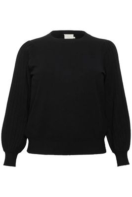Kaffe Curve 10581811 Women’s LS Loni Knit Pullover Sweater/ BLACK DEEP