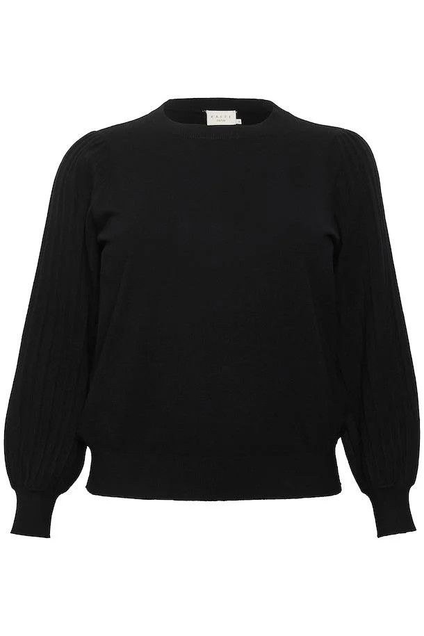 Kaffe Curve 10581811 Women’s Long Sleeve Loni Knit Pullover Sweater – Black Deep