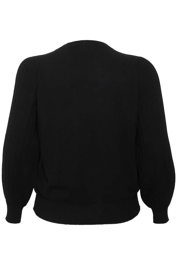 Kaffe Curve 10581811 Women’s Long Sleeve Loni Knit Pullover Sweater – Black Deep