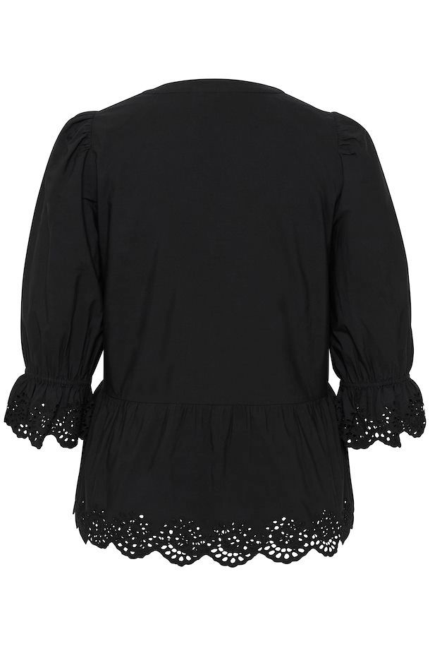 Kaffe Curve 10581517 Women’s 3/4 Sleeve Maja Blouse – Black Deep