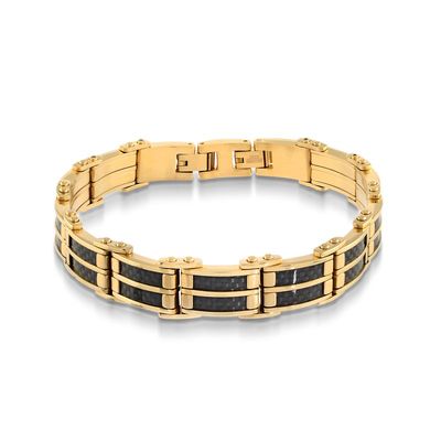 Italgem SMB552 S. Steel Gold Ip Carbon Fibre Bracelet