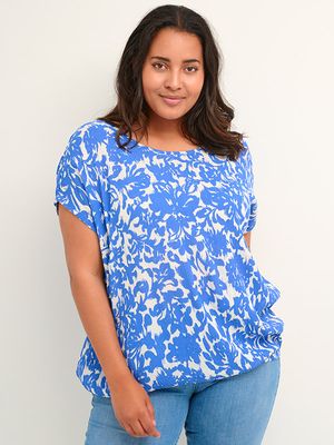 Kaffe Curve 10581455 Women's Short Sleeve Ella Ami Blouse – Regatta Flower Print