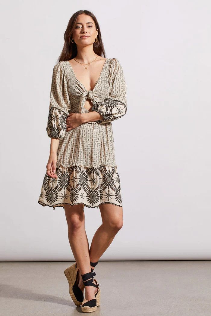 Tribal 901O-4634-3042 Women's Long Sleeve 2-Way Embroidered Dress – French Oak