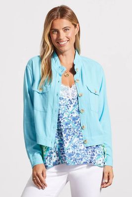 Tribal 6889O-4925-3091 Women's Long Sleeve Crop Jacket w/ Pockets – Capri