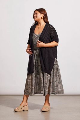 Tribal 5477V-4737-0002 Women's SL Side Slit Cardigan – Black Os