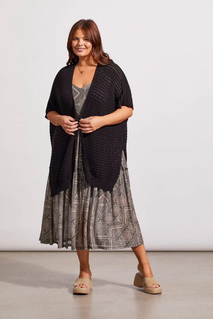 Tribal 5477V-4737-0002 Women's SL Side Slit Cardigan – Black Os