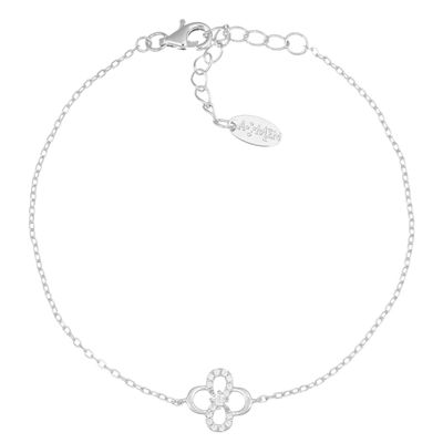 Amen BRQUINBBZ Women's Sterling Silver Infinity Clover & White-CZ Bracelet - Fortuna