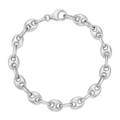 Miss Mimi 07-084009-01/00 Sterling Silver Small Flat Coffee Bean Bracelet 7.5"