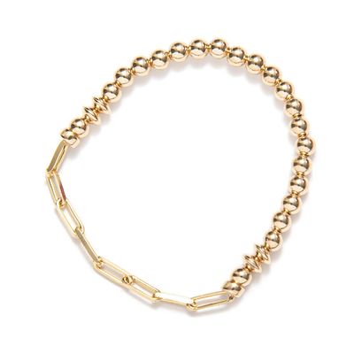 Beblue BBEFFORT-GLD Gold Be Effortless Bead & Paper Clip Link Bracelet
