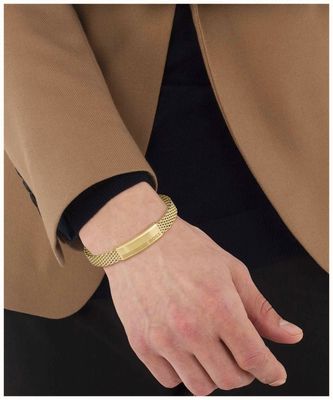 BOSS 1580610 Men's Alen S. Steel Gold-Plated Mesh Cuff Bracelet