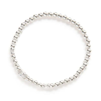 Beblue BBCONT-HT-CZ Silver Be Contemorary Bead & White CZ Bracelet - Haute Joy