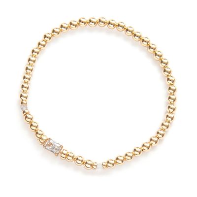 Beblue BBSURCONT-HT-CZ Gold Be Contemorary Bead & White CZ Bracelet - Haute Joy
