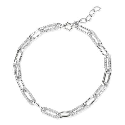 Miss Mimi 07-146303-01/00 Sterling Silver White CZ Pretty Link Bracelet