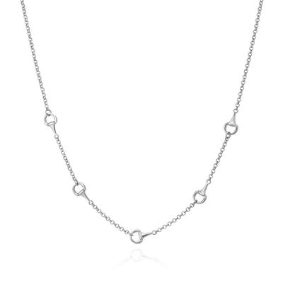 Miss Mimi 04-086543-01/00 Sterling Silver Equestrian Link Horseshoe all Round Necklace 17"
