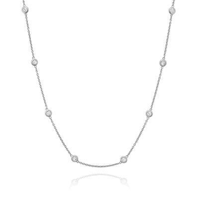 Miss Mimi 04-142689-01/00 Sterling Silver Diamond By The Yard Necklace 16"-18"