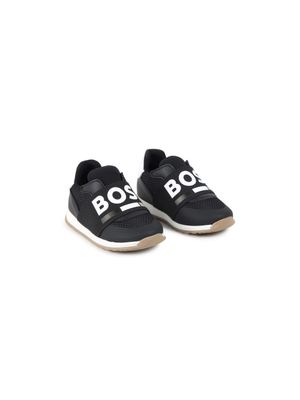 BOSS J51335/09B Boy's Logo Print Slip-On Sneakers/ BLACK