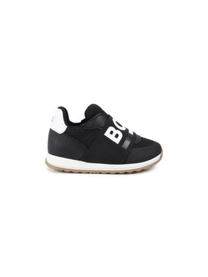 BOSS J51335/09B Boy's Logo Print Slip-On Sneakers/ BLACK