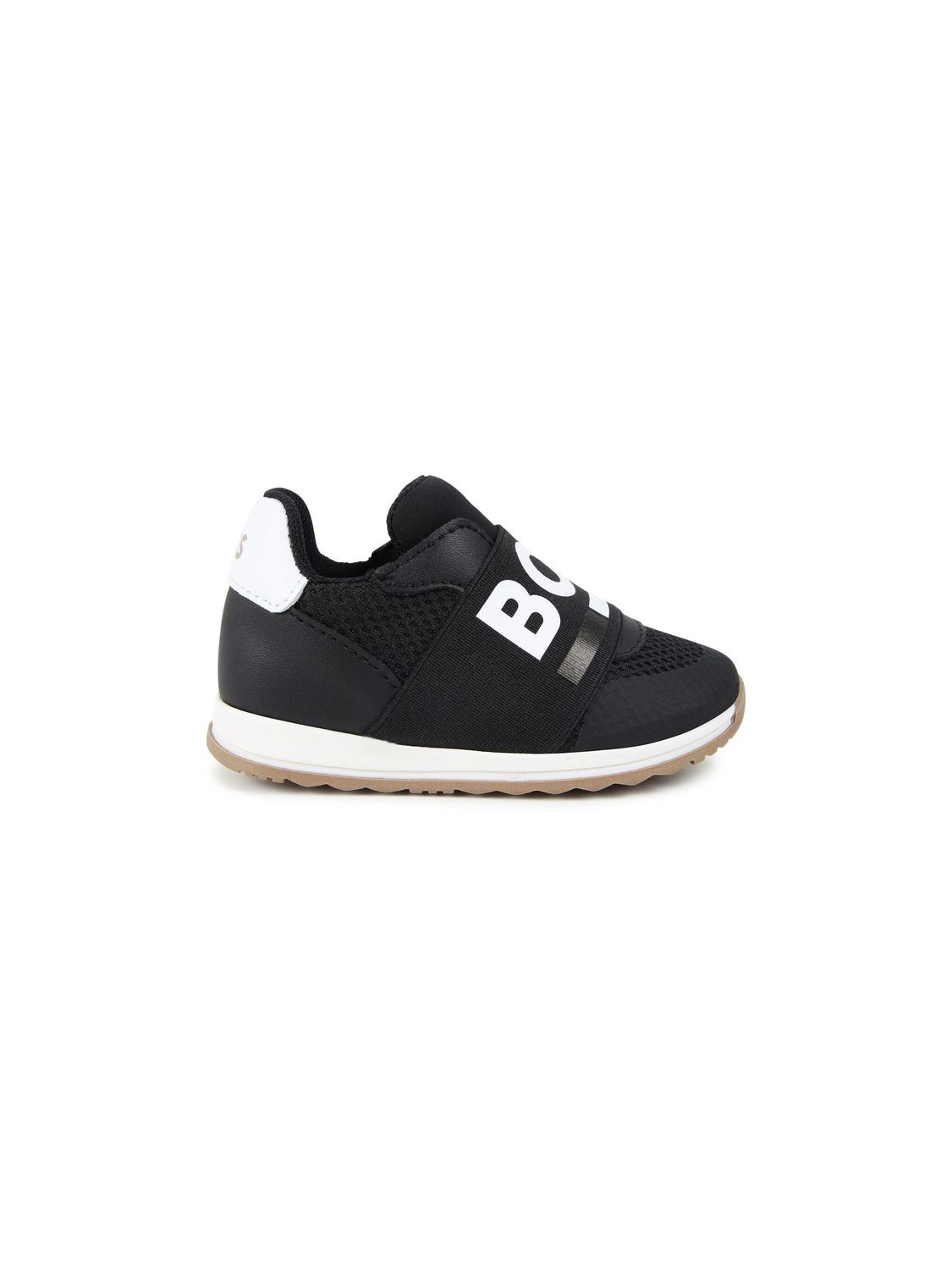 BOSS J51335/09B Boy's Logo Print Slip-On Sneakers – Black