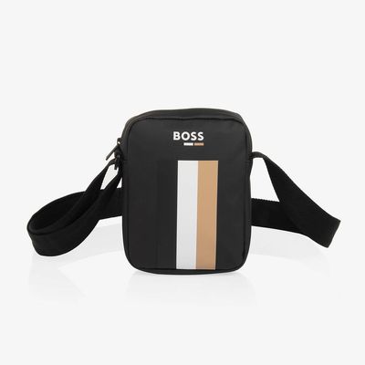 BOSS J51590 Men's OS Stripe Satchel Bag – Black