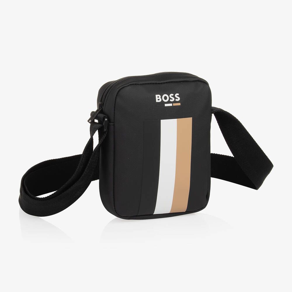 BOSS J51590 Men's OS Stripe Satchel Bag – Black