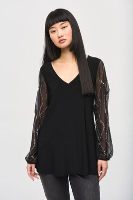 Joseph Ribkoff 243132 Women's Long Sleeve Oversized Puff Sleeve Top – Black