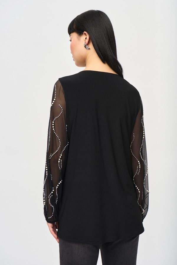 Joseph Ribkoff 243132 Women's Long Sleeve Oversized Puff Sleeve Top – Black