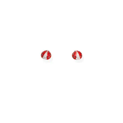 Amen ELABSRZ Silver CZ Lady Bug Stud Earrings