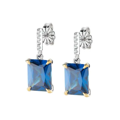 Amen ECK1REBBLZ Silver - Blue - White Zircon Dangle Earrings