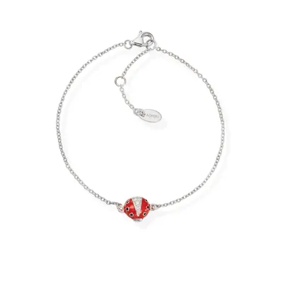 Amen BRLABSRZ Silver Enameled Lady Bug & CZ Bracelet