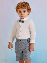 Abel & Lula 5227 Baby Boys White Shirt/Navy Ptrn Bowtie/ Navy Houndstooth Shorts /
