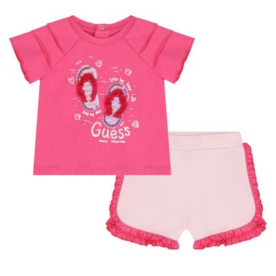 Guess A4GG16K6YW3 Baby Girl Short Sleeve Tee & Short Set