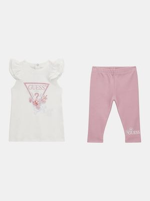 Guess A4RG20KA6W4 Baby Girl's Short Sleeve Sweet Girl T-Shirt & Leggings Set 2PC