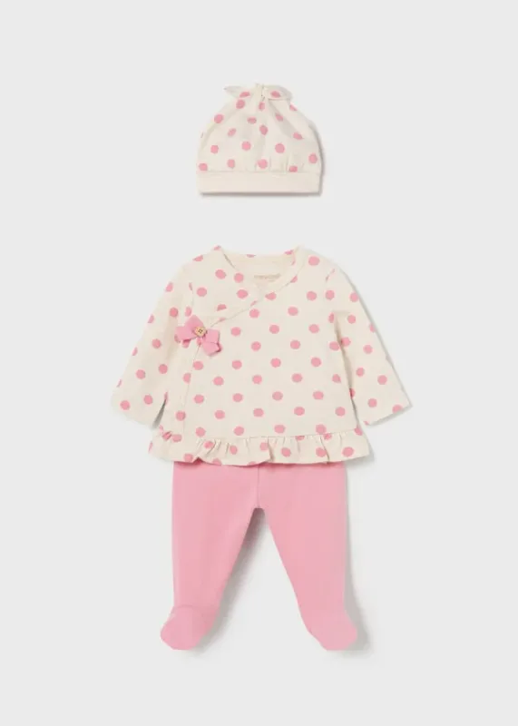 Mayoral 1531 Baby Girl's 3PC Top, Bottom, & Hat Set/