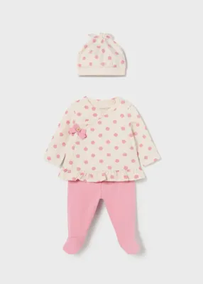 Mayoral 1531 Baby Girl's 3PC Top, Bottom, & Hat Set