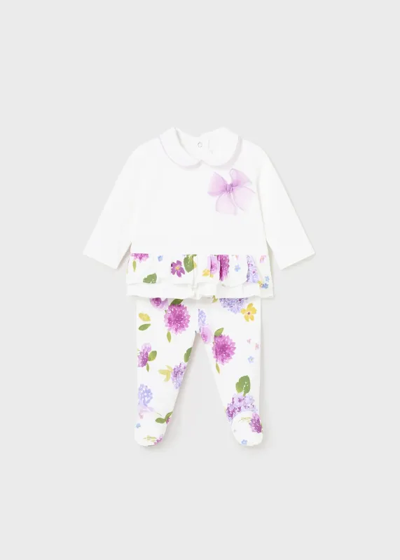 Mayoral 1530 Baby Girl's 2PC Floral Top & Footsie Set/