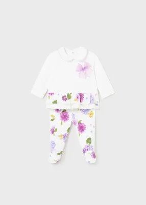 Mayoral 1530 Baby Girl's 2PC Floral Top & Footsie Set