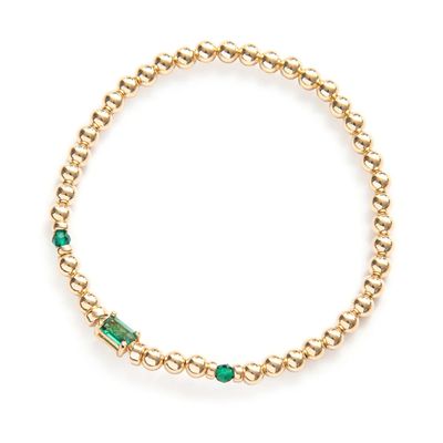 Beblue BBSURCONT-HT-V Gold Be Contemorary Bead & Green CZ Bracelet - Haute Joy