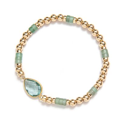 Beblue BBSURMAJ-STB Gold Be Majestic Bead & Green Aventurine Bracelet - Saint Barth