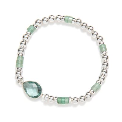 Beble BBMAJ-STB Silver Be Majestic Bead & Green Aventurine Bracelet - Saint Barth
