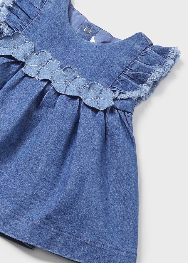 Mayoral 1809 Baby Girl's Ruffle Slv Denim Dress/ TEJANO