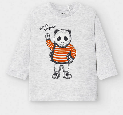 Mayoral 2041, Baby boy Gray Panda Long Sleeve T-Shirt