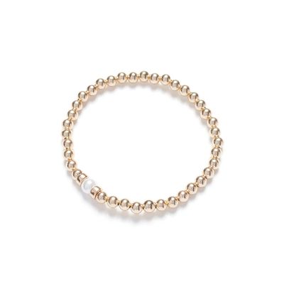 Beblue BBSURS-PW Gold Be Single Bead & White Pearl Bracelet - Essentials