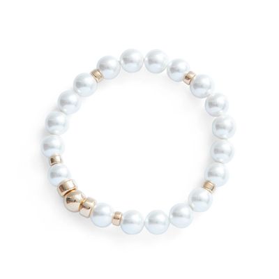 Beblue BBSURTIME-PW Gold Be Timeless Bead & White Pearl Bracelet - Essentials