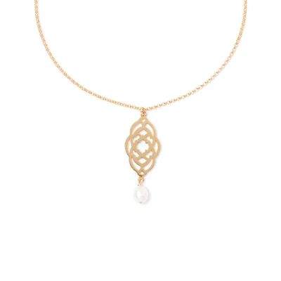 Beblue BCHSURCOSMO-GLD Gold Be Cosmopolitan & White Pearl Necklace - Essentials