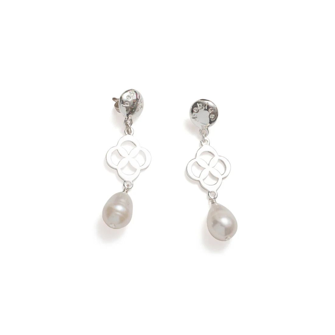 Beblue BO1608-SLV Silver Spirit Charm & White Pearl Dangle Earrings - Essentials