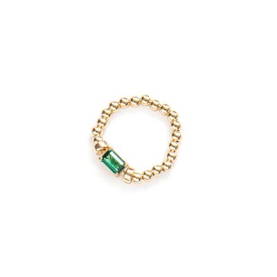 Beblue BRESURSTY-HT-V Gold Be In Style Bead & Green CZ Elastic Ring - Haute Joy