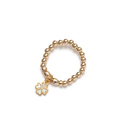 Beblue BRELASTIC-BGLFN Gold Clover Pendant Elastic Ring - Essentials
